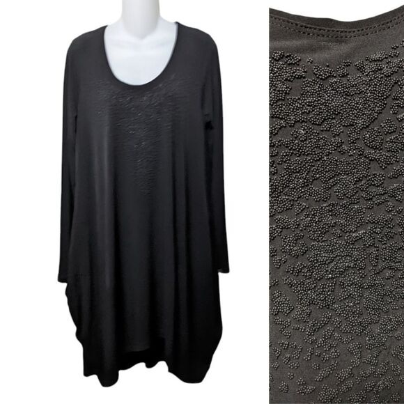 LAUREN VIDAL Lagenlook Beaded Loose Oversized Midi Dress L - Picture 1 of 8